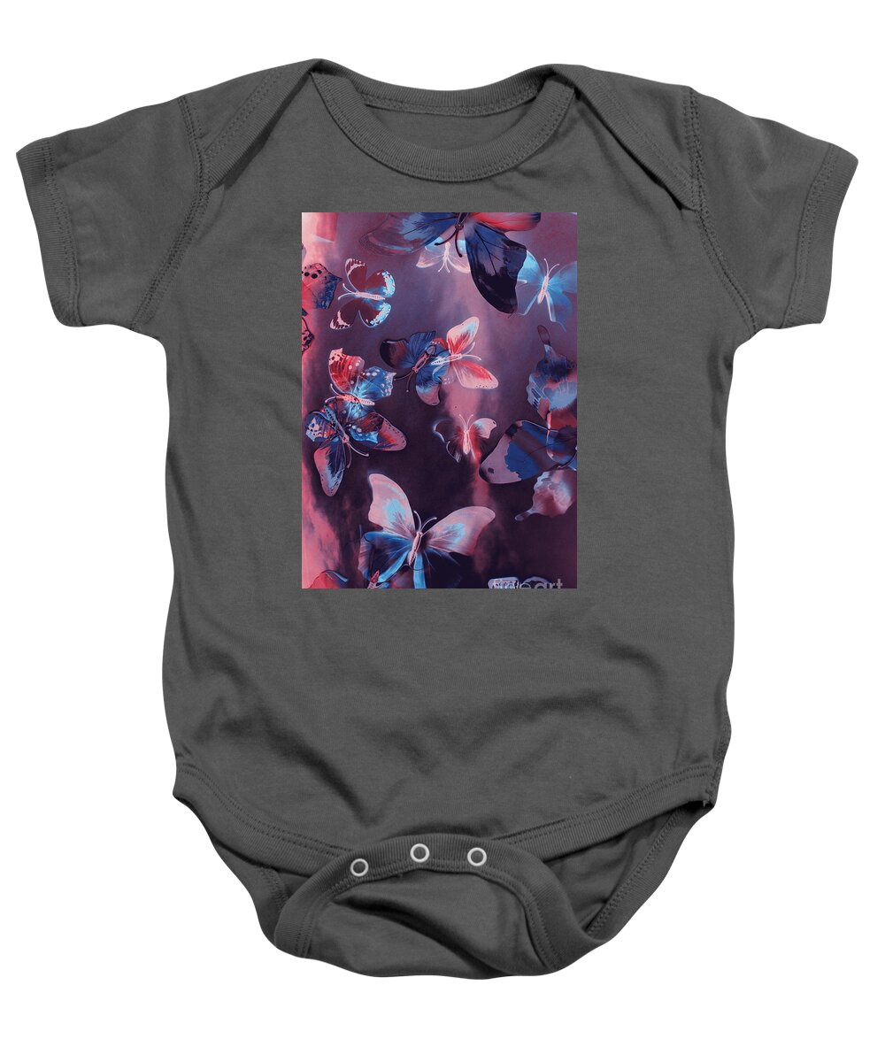 Butterfly Baby Onesie featuring the digital art Artistic colorful butterfly design by Jorgo Photography