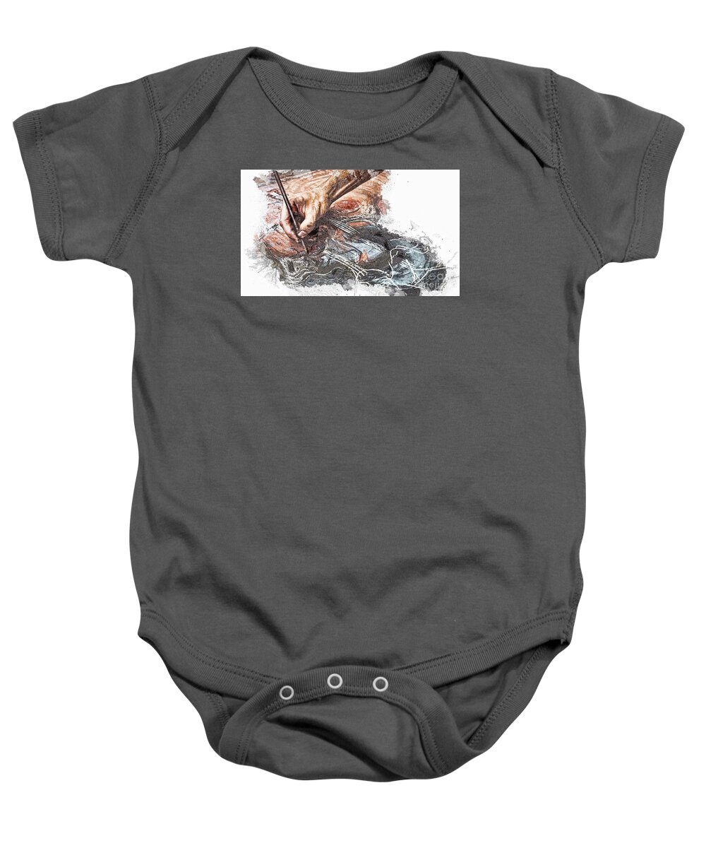 Artist Baby Onesie featuring the photograph Artist's Hand by Cameron Wood