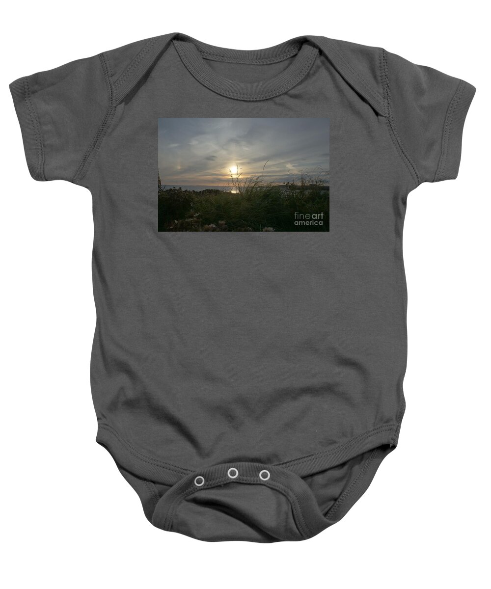 Setting Sun Baby Onesie featuring the photograph As grass under the sun by Elena Perelman