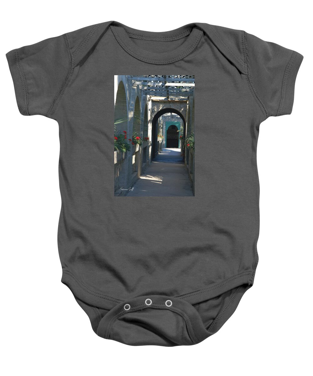 Atalaya Baby Onesie featuring the photograph Atalaya by Suzanne Gaff
