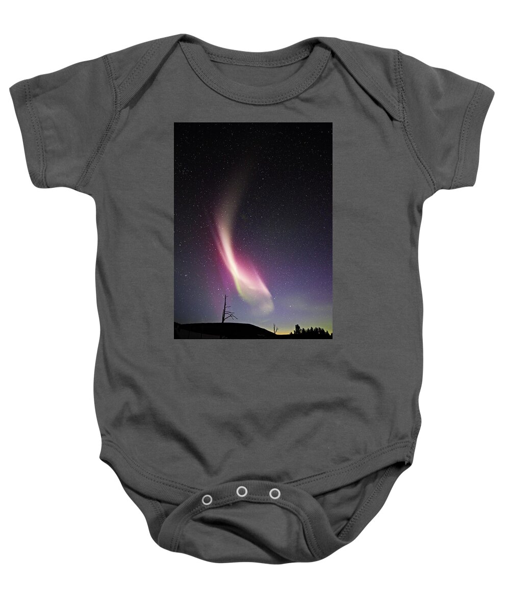 Aurora Baby Onesie featuring the photograph auroral Phenomonen known as Steve 3 by Jean Clark