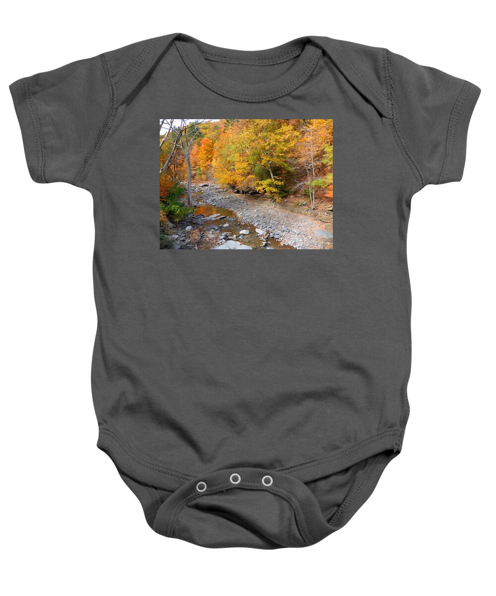 Autumn Creek Baby Onesie featuring the painting Autumn creek 1 by Jeelan Clark