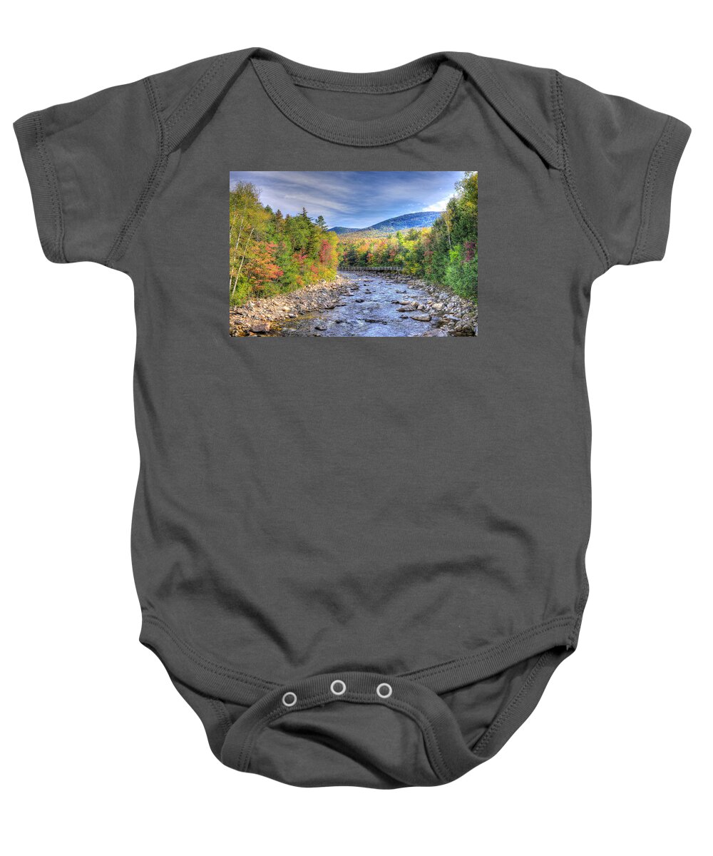 Kankamagus Highway Baby Onesie featuring the photograph Autumn in New Hampshire by Don Mercer