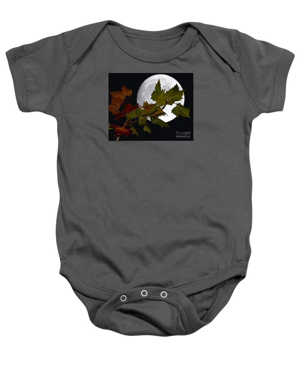 Autumn Moon Baby Onesie featuring the photograph Autumn Moon by Patrick Witz