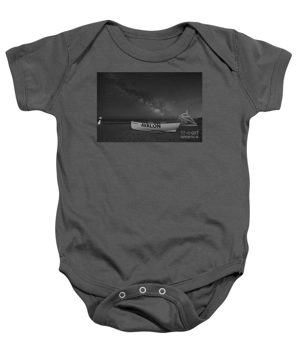 Avalon Baby Onesie featuring the photograph Avalon Milky Way BW by Michael Ver Sprill