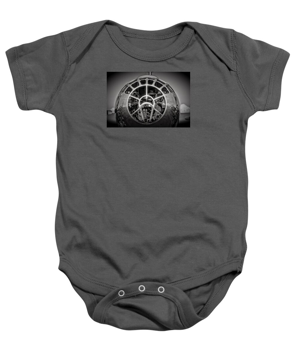 Black And White Baby Onesie featuring the photograph B-29 by Richard Gehlbach