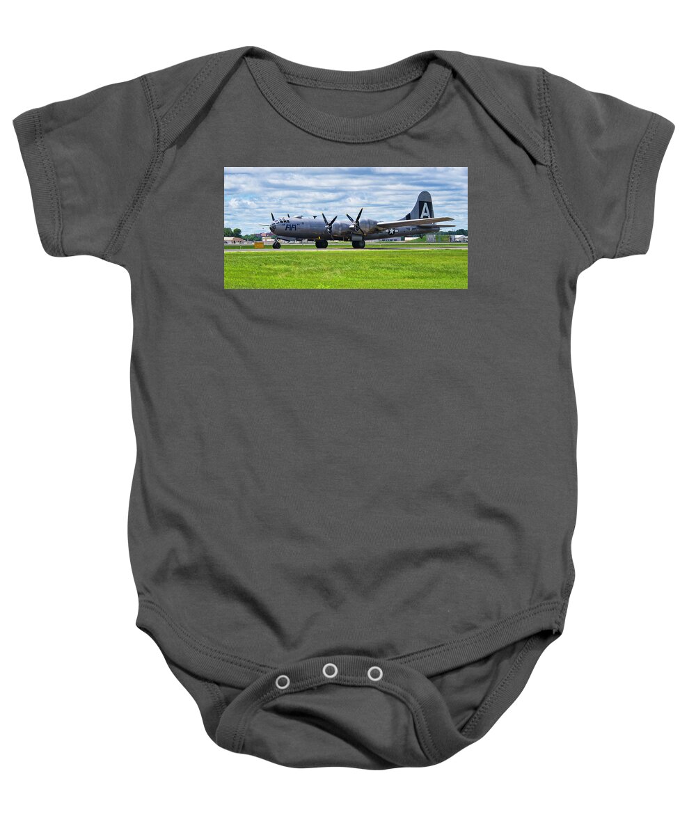 Plane Baby Onesie featuring the photograph B29 super fortress 2 by Steven Ralser