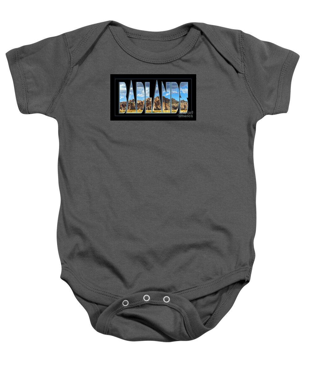 Badlands Baby Onesie featuring the photograph Badlands Name 8403 by Jack Schultz