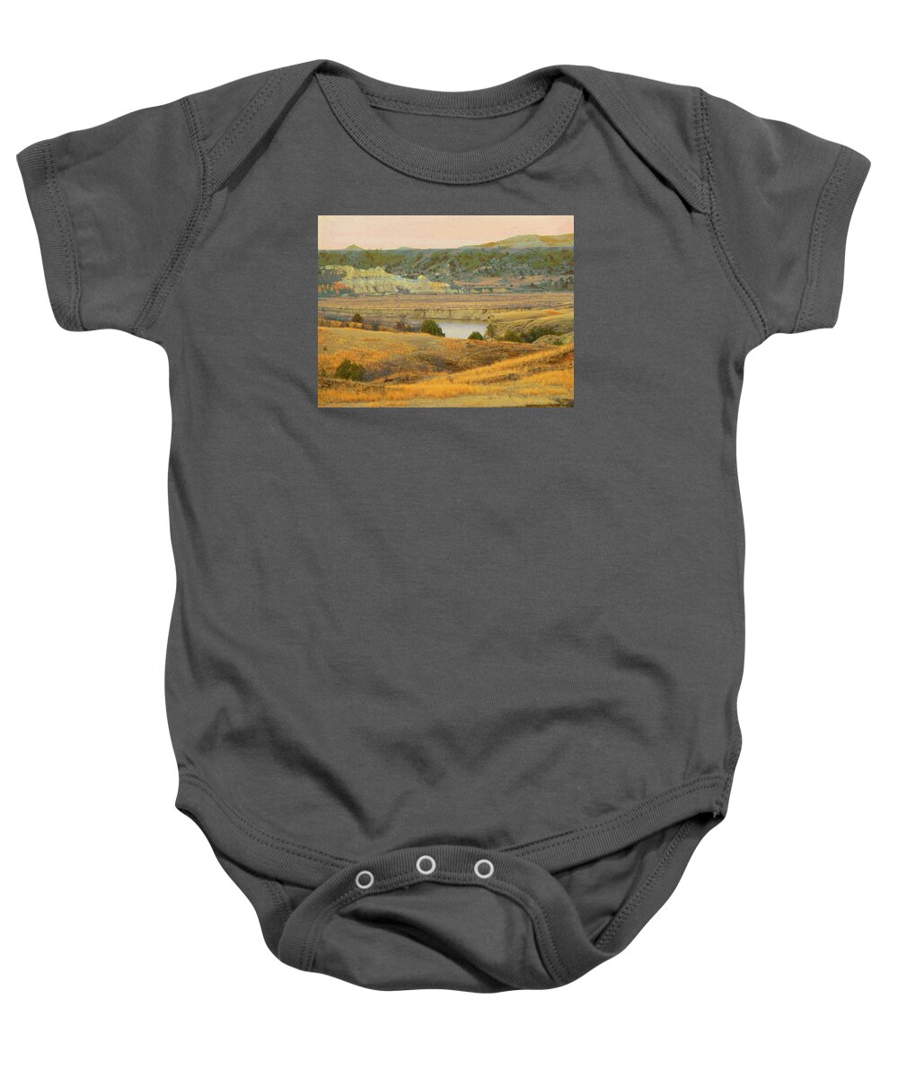 North Dakota Baby Onesie featuring the photograph Badlands River Dream by Cris Fulton