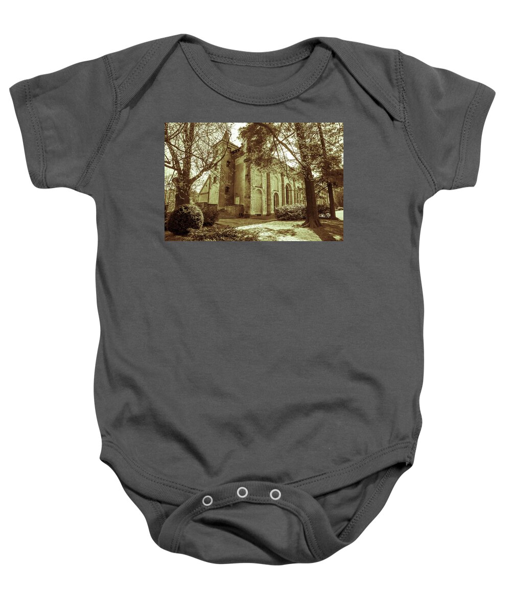 Jenny Rainbow Fine Art Photography Baby Onesie featuring the photograph Ball Game Hall in the Royal Garden 1. Prague. Vintage by Jenny Rainbow