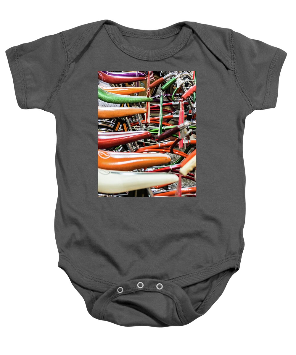 Bicycle Heaven Baby Onesie featuring the photograph Banana Bikes by Stewart Helberg