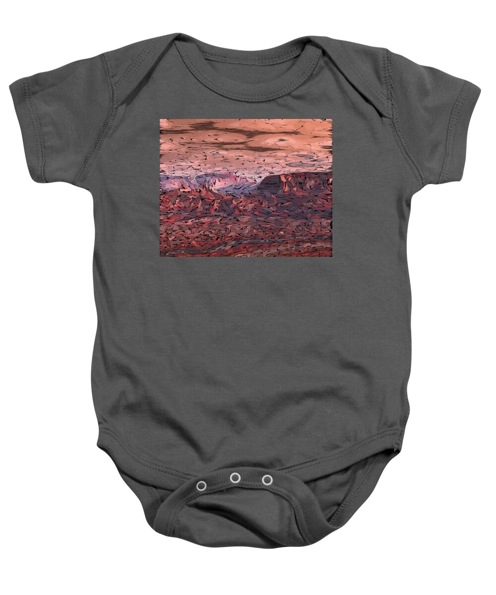 Landscape Baby Onesie featuring the digital art Banded Canyon Abstract by Judi Suni Hall