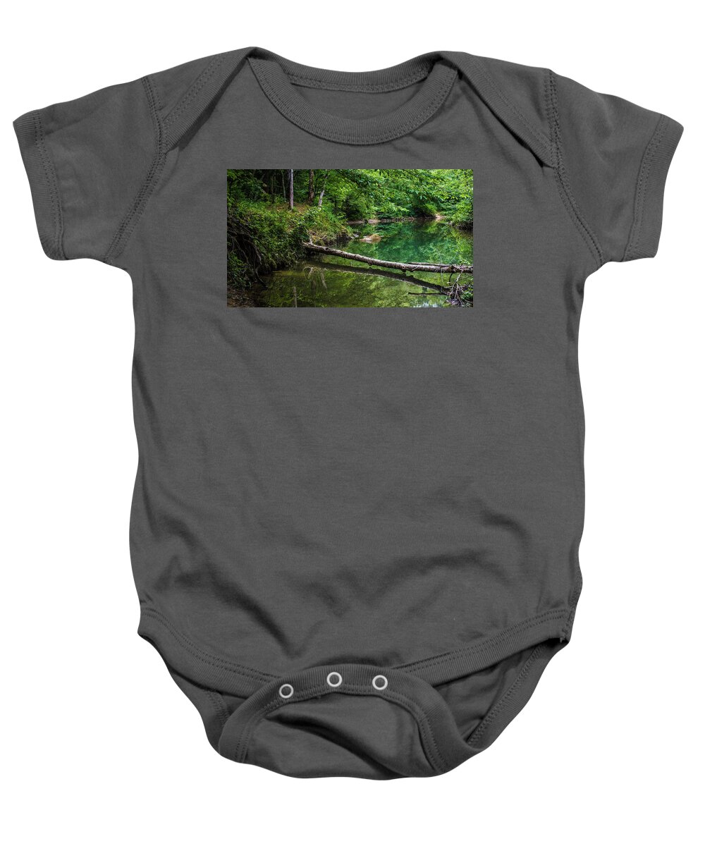 Lilly Baby Onesie featuring the photograph Bankhead Blue Hole Reflections by James-Allen