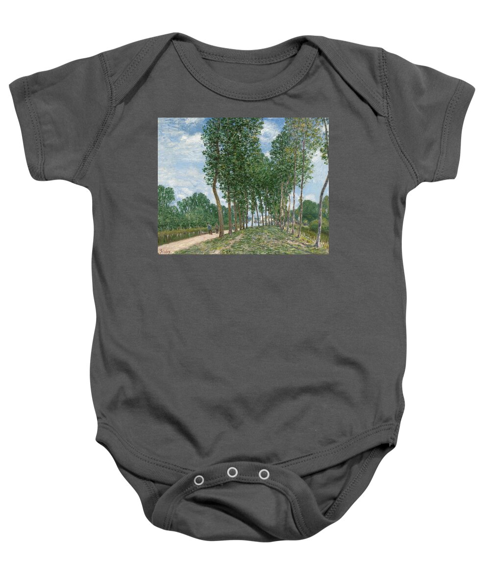 Alfred Sisley Baby Onesie featuring the painting Banks of the Loing at Moret by Alfred Sisley