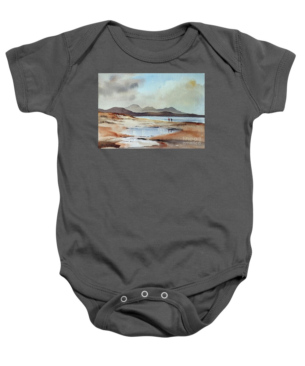 Banna Baby Onesie featuring the painting Banna Strand, Co. Kerry. by Val Byrne