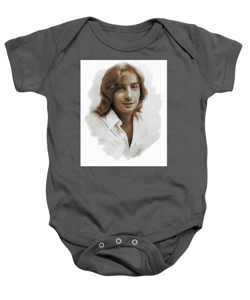 Barry Baby Onesie featuring the painting Barry Manilow, Singer by Esoterica Art Agency