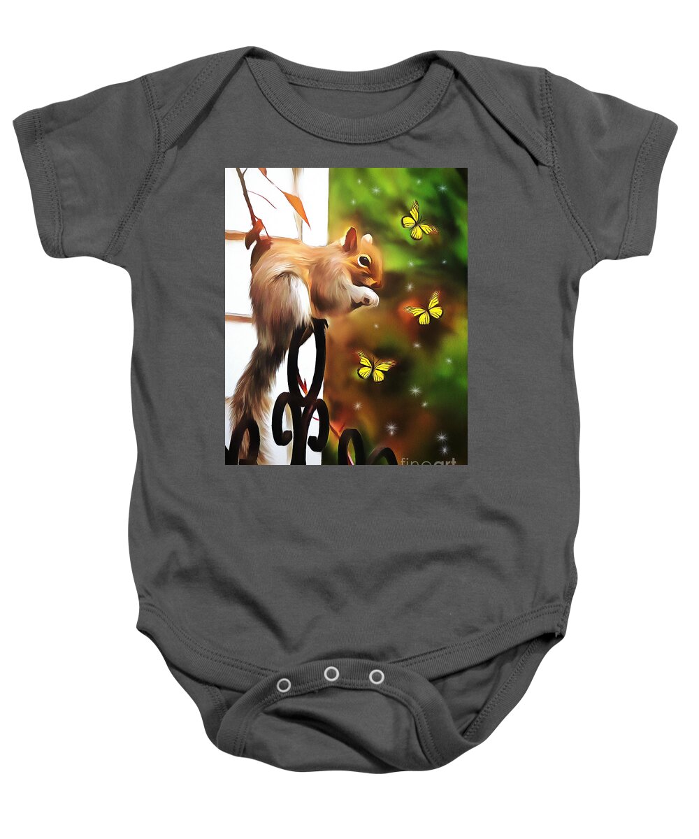 Butterfly Baby Onesie featuring the digital art Bashful by Tina LeCour