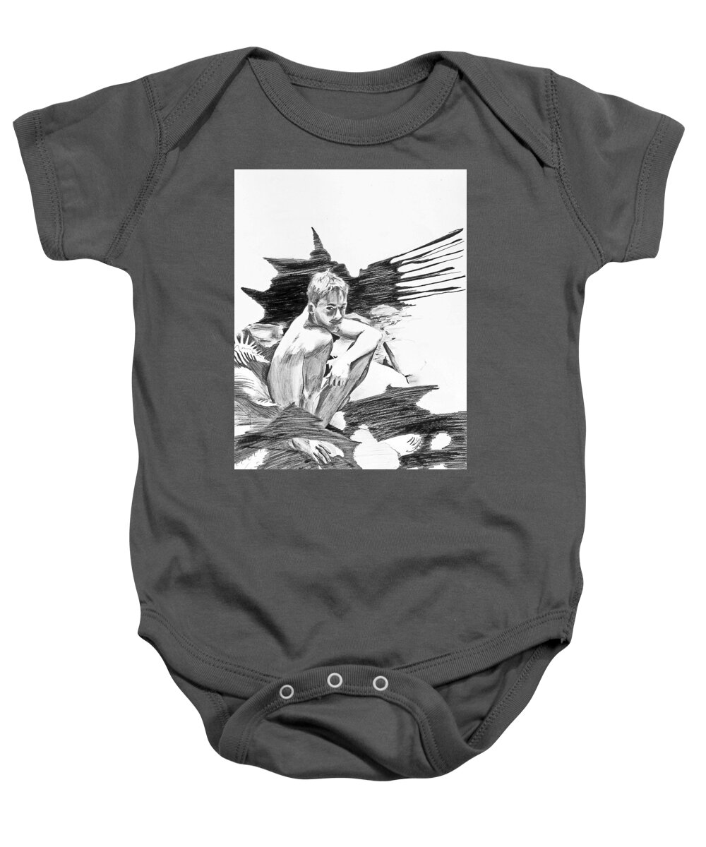 White Light Baby Onesie featuring the drawing Bathed in White Light by Rene Capone