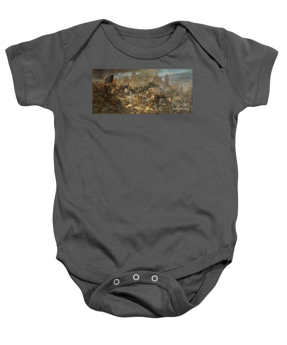 Ramon Marti I Alsina Baby Onesie featuring the painting Battle Scene by Celestial Images
