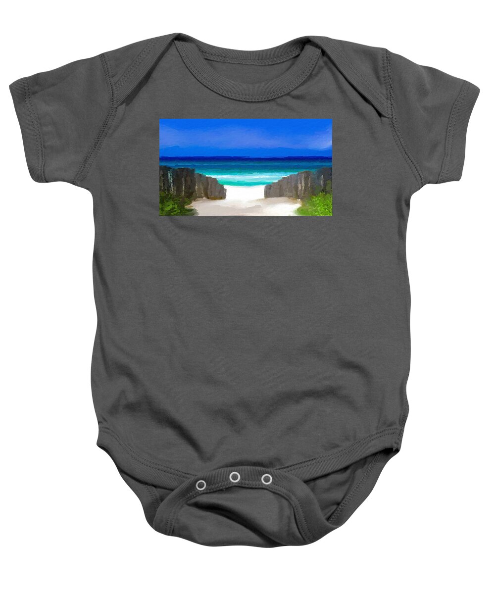 Anthony Fishburne Baby Onesie featuring the mixed media Beach Path by Anthony Fishburne
