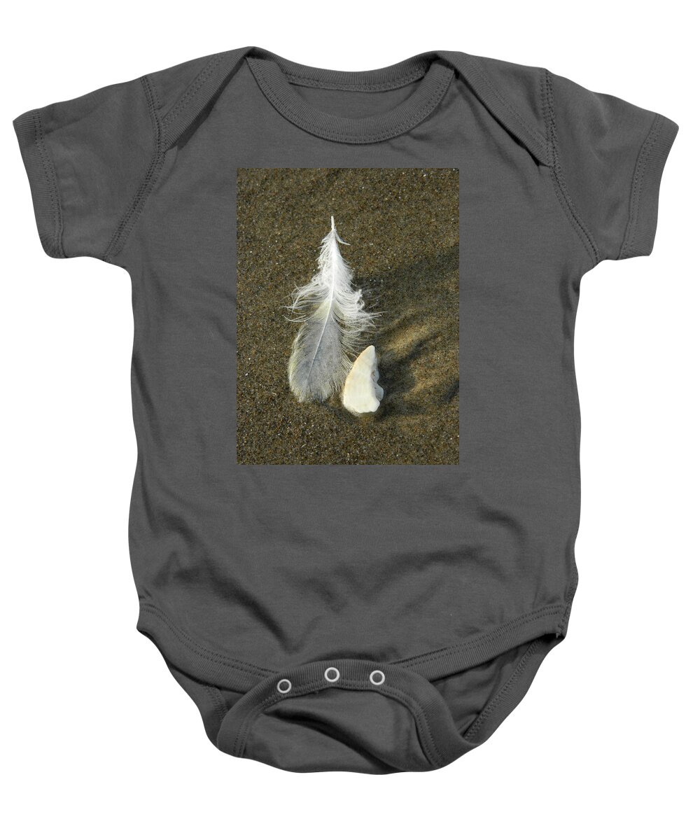 Feathers Baby Onesie featuring the photograph Beach Whiteness by Gallery Of Hope 