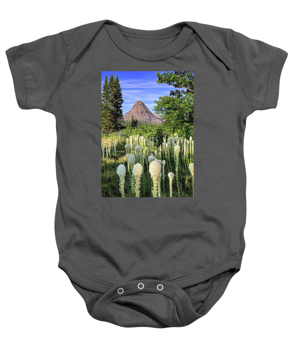 Bear Grass Baby Onesie featuring the photograph Bear Grass at Two Medicine by Jack Bell