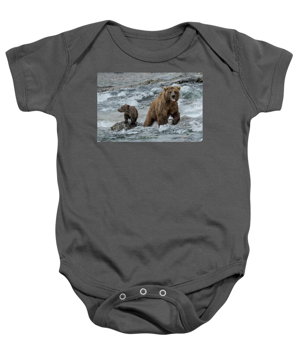Alaska Baby Onesie featuring the photograph Bears Being Watchful by Cheryl Strahl
