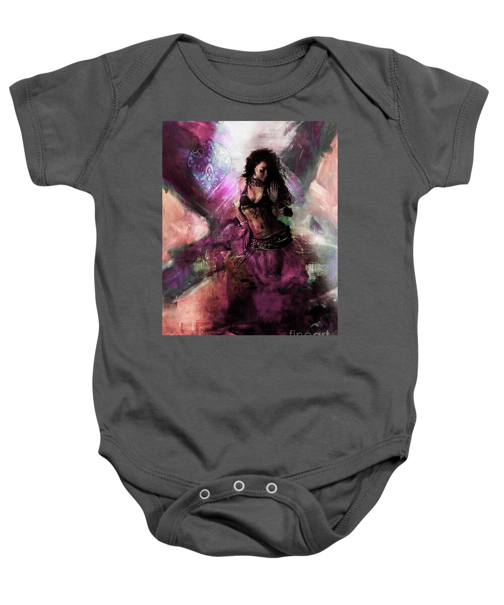Arabian Baby Onesie featuring the painting Beautiful Belly Dance art by Gull G