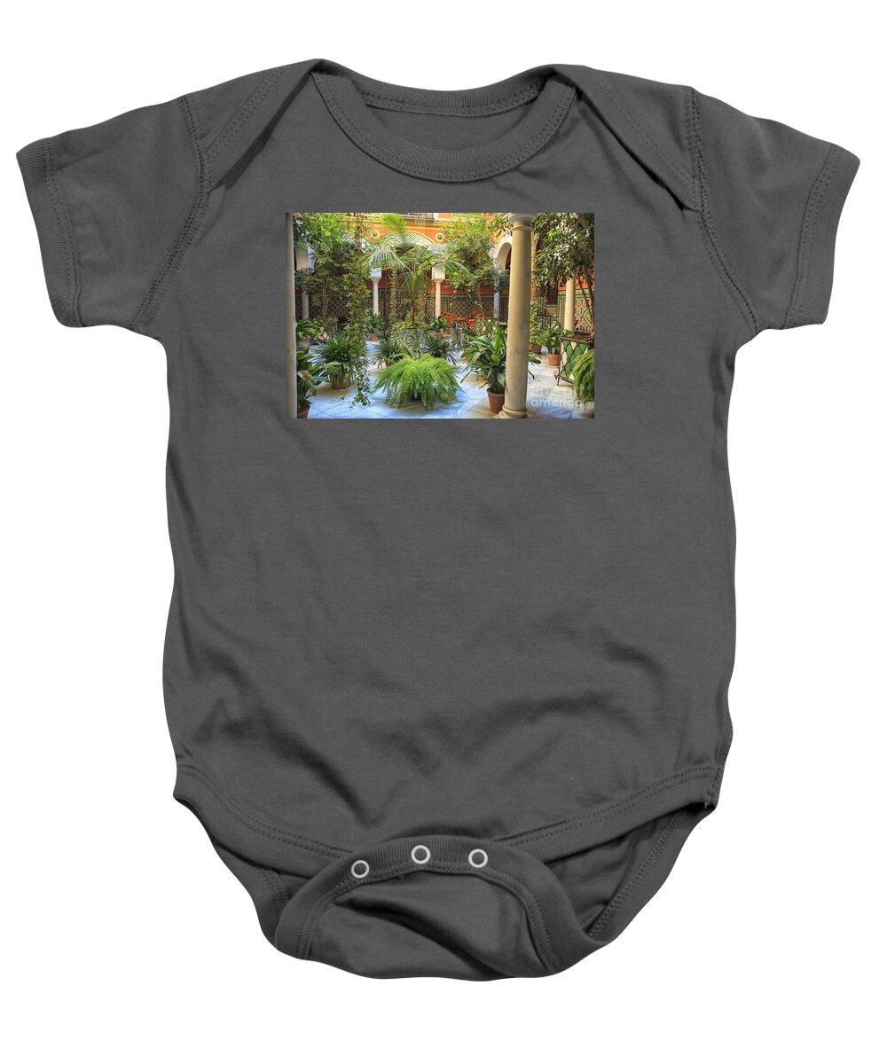 Ancient Baby Onesie featuring the photograph Beautiful courtyard in Seville by Patricia Hofmeester
