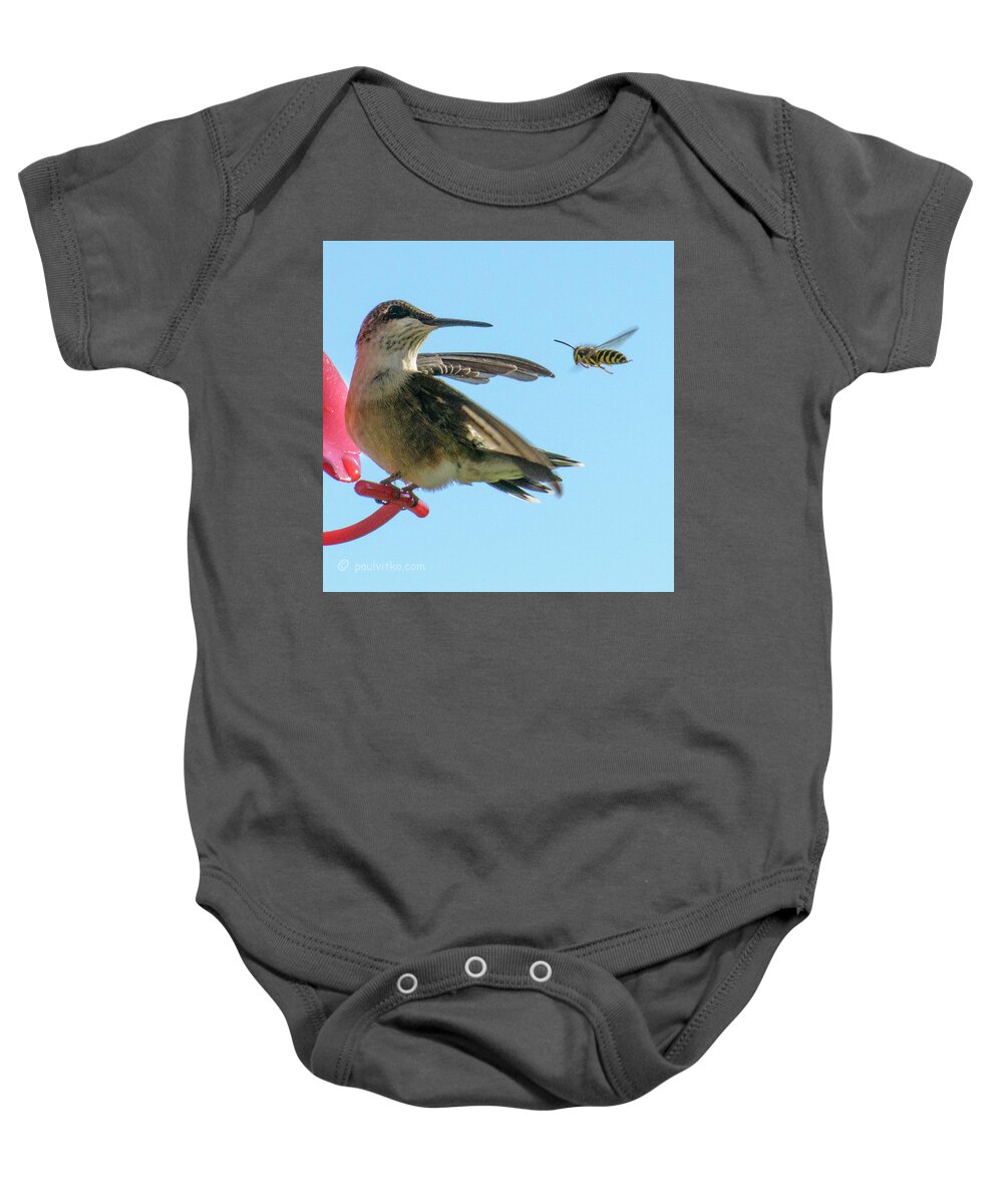 Hummingbird Baby Onesie featuring the photograph Bee_bird by Paul Vitko