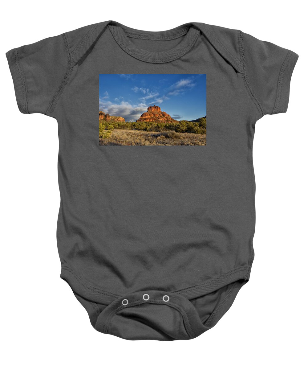 Bell Rock Baby Onesie featuring the photograph Bell Rock Beams by Tom Kelly