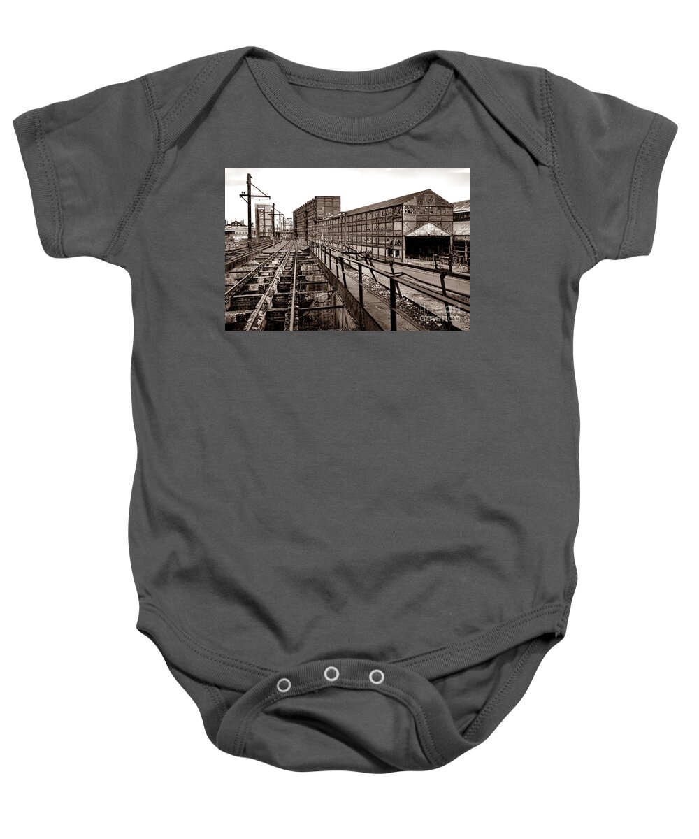 Machine Baby Onesie featuring the photograph Bethlehem Steel Number Two Machine Shop by Olivier Le Queinec