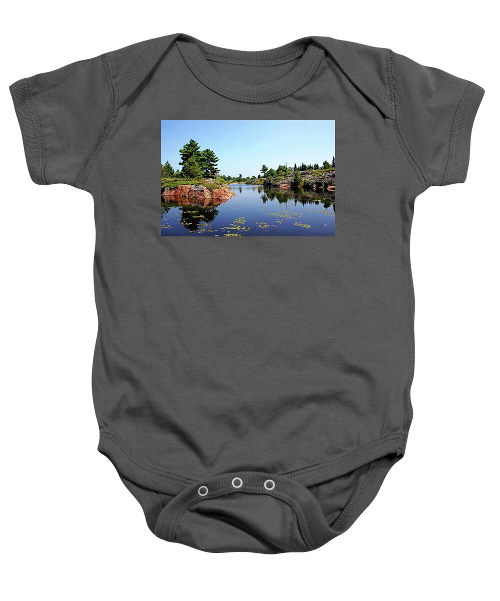 French River Baby Onesie featuring the photograph Between Islands French River Delta by Debbie Oppermann