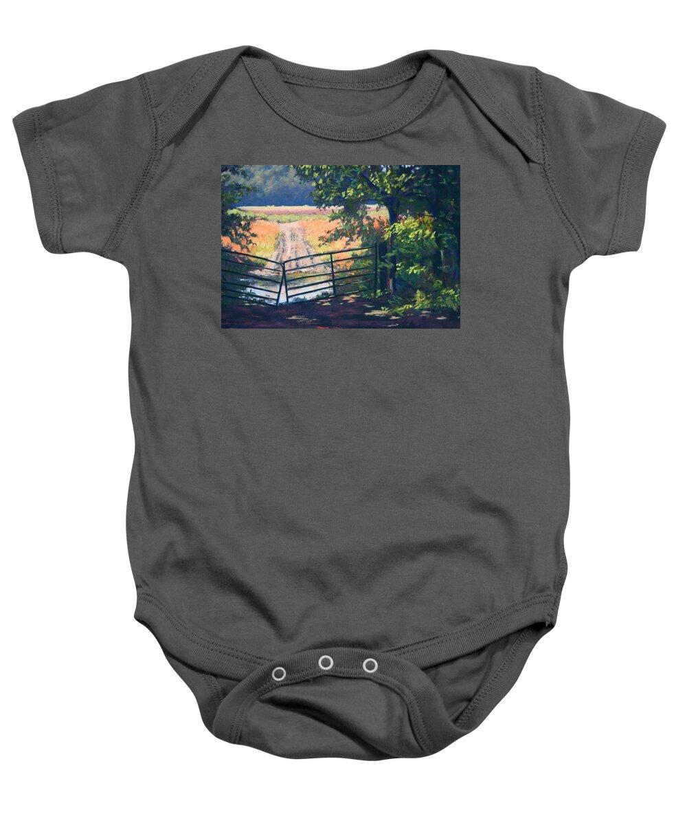 Landscape Baby Onesie featuring the pastel Beyond the Gate by Diana Colgate