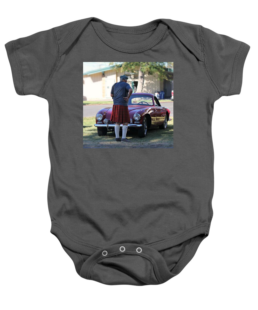 Scottish Baby Onesie featuring the photograph Big Man Little Car by Steve Natale