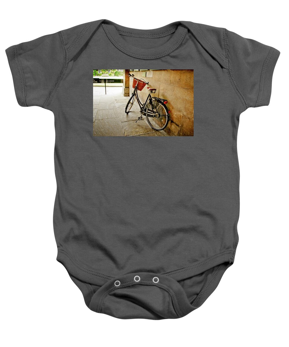 Christ's College Baby Onesie featuring the photograph Bike at the school gate. by Elena Perelman