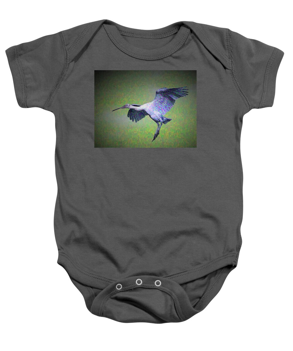 Roseate Baby Onesie featuring the photograph Roseate Spoonbill, Artistic Version by Richard Goldman