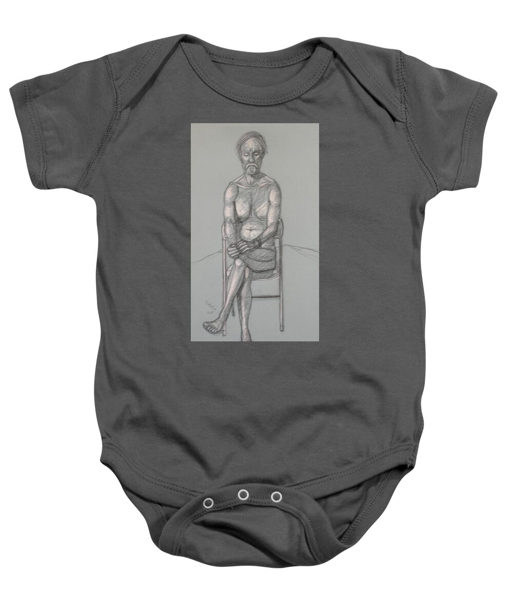 Realism Baby Onesie featuring the drawing Bill Seated Forward by Donelli DiMaria