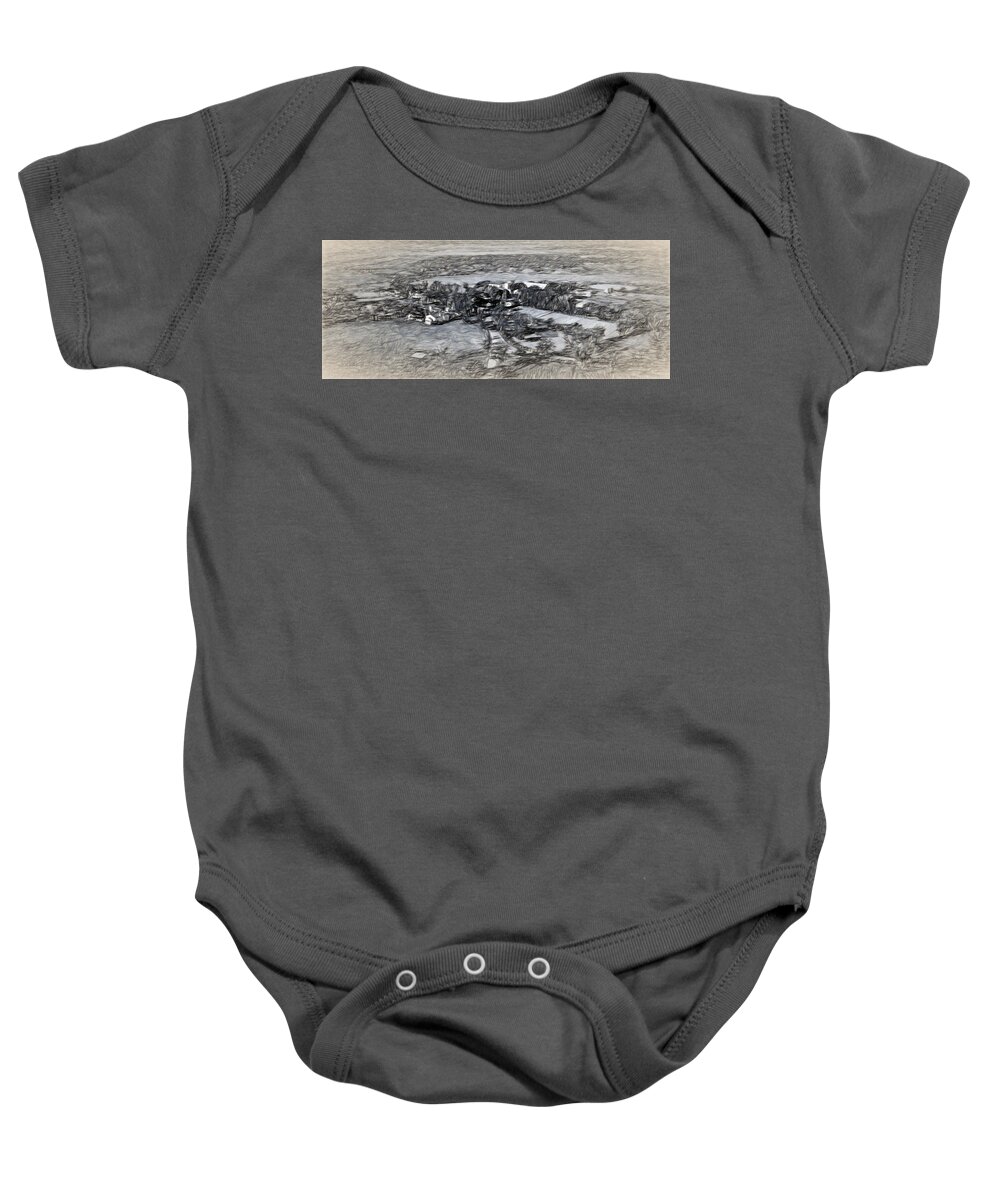 Ranch Baby Onesie featuring the digital art Bird Over Santa Rosa, Nbr 1M by Will Barger