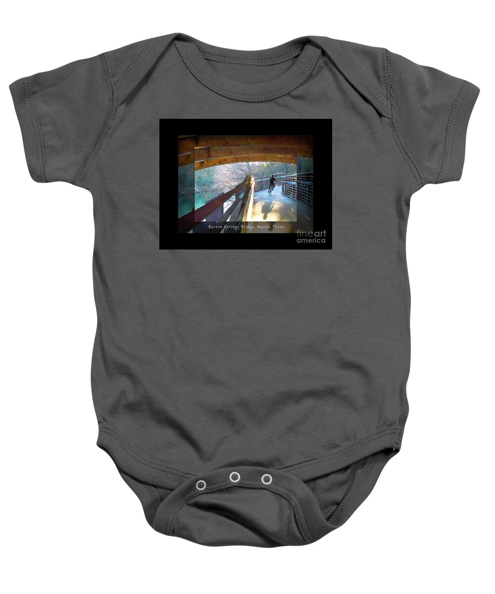 Silhouette Baby Onesie featuring the photograph Birds Boaters and Bridges of Barton Springs - Bridges One Greeting Card Poster v2 by Felipe Adan Lerma