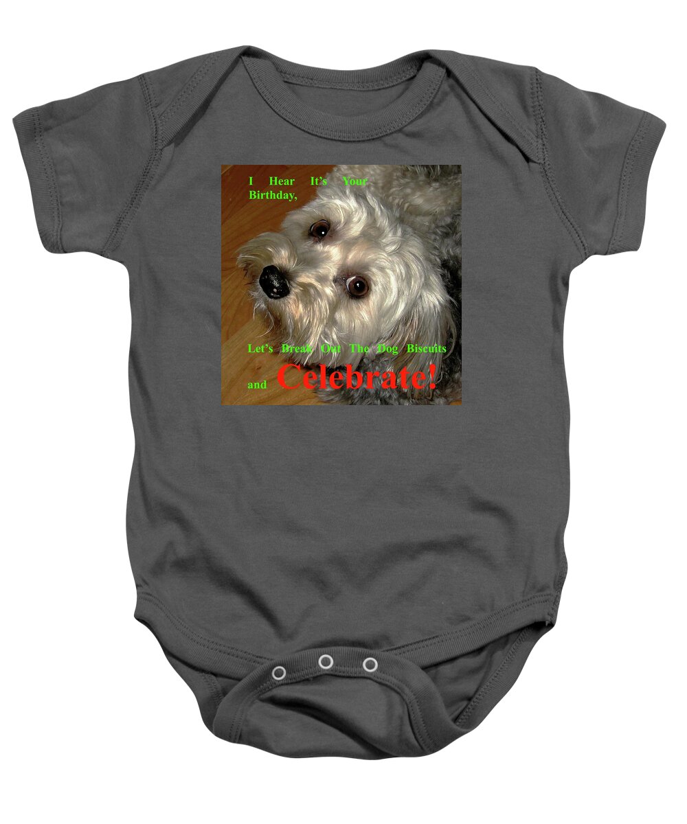 Dog Baby Onesie featuring the digital art Birthday by Dale Ford