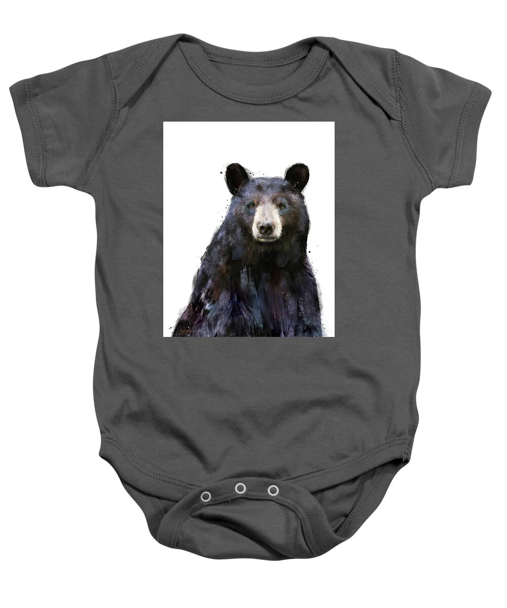 Bear Baby Onesie featuring the painting Black Bear by Amy Hamilton