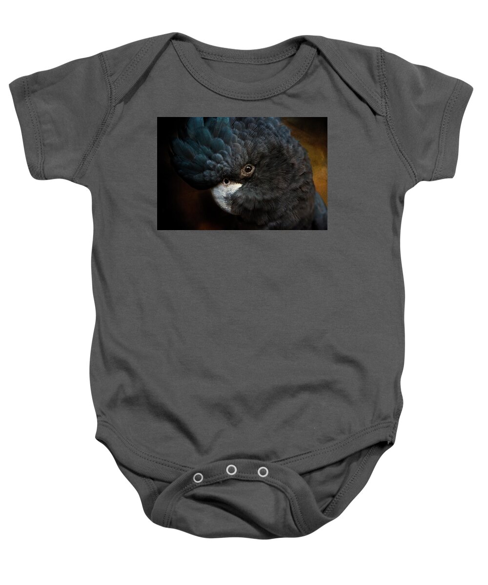 Black Cockatoo Baby Onesie featuring the photograph Black Cockatoo by Diana Andersen