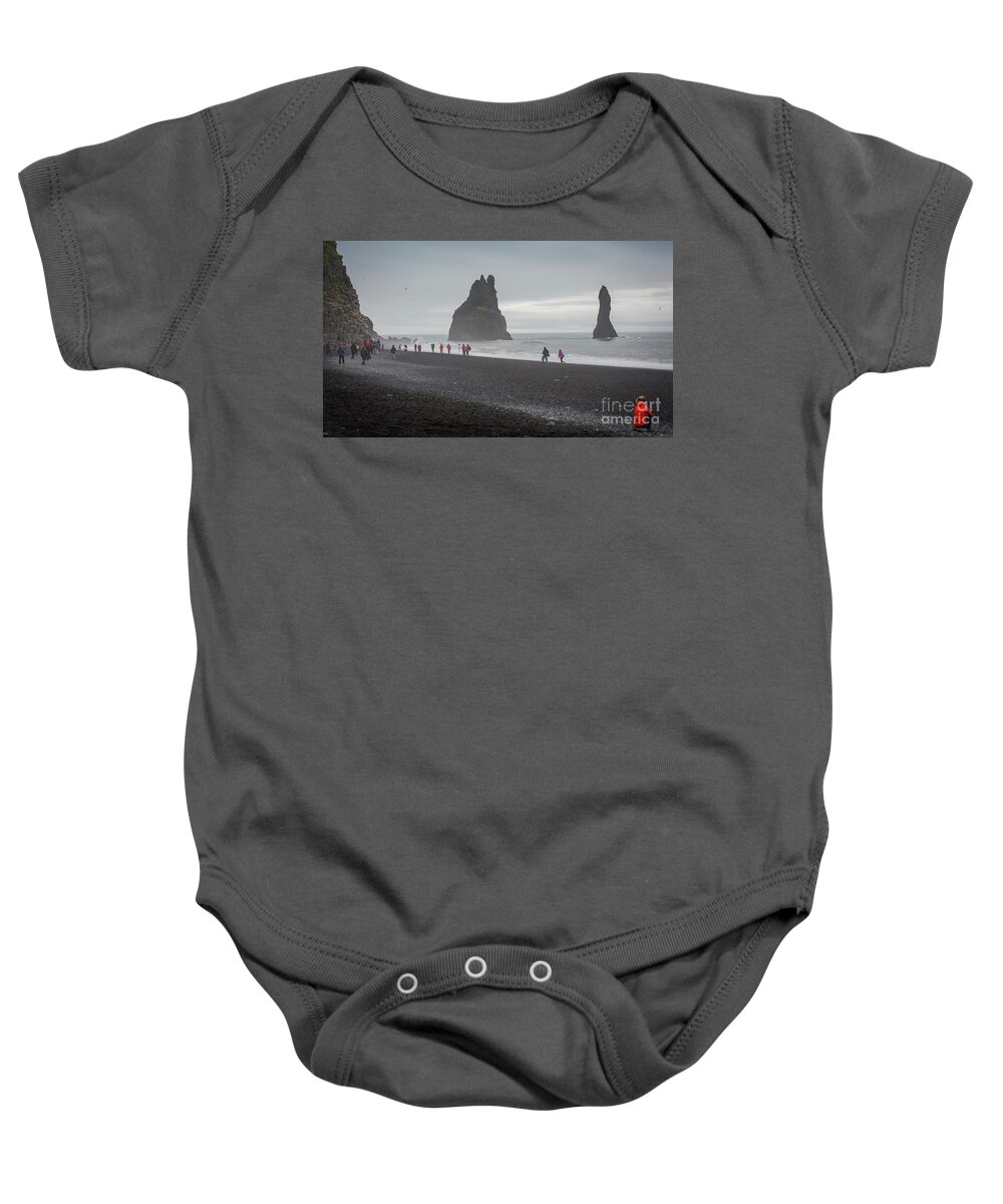 Europe Baby Onesie featuring the photograph Black sand beach by Agnes Caruso