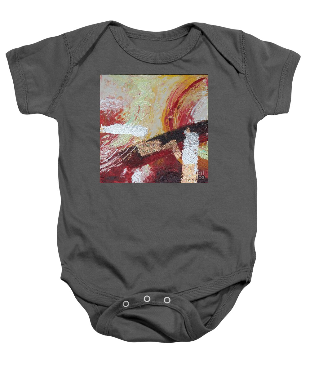 Abstract Baby Onesie featuring the painting Blazing Savanna 1 by Jyotika Shroff