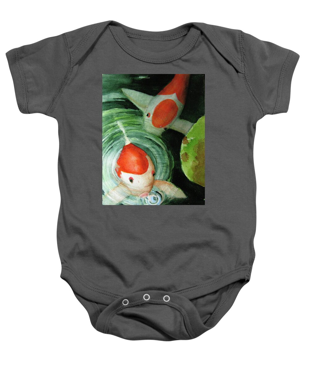 Koi Baby Onesie featuring the painting Blowing Bubbles by April Burton