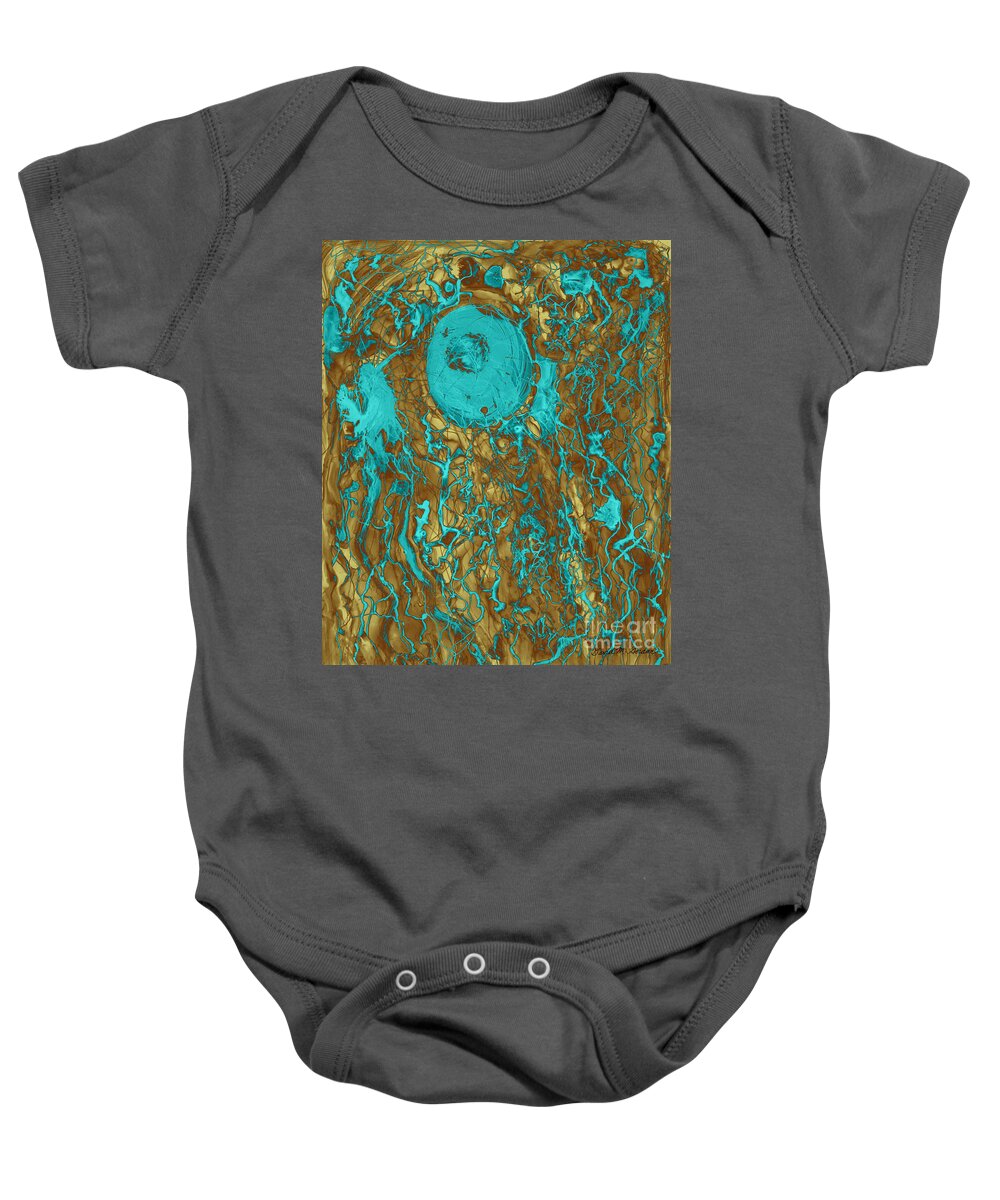 Mixed Baby Onesie featuring the photograph Blue and Gold Abstract by David Gordon