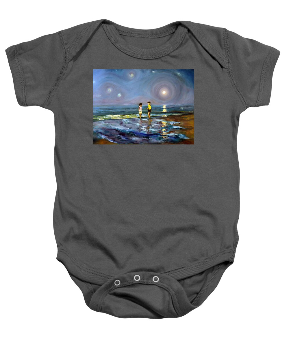The Artist Josef Baby Onesie featuring the painting Blue Moon by Josef Kelly