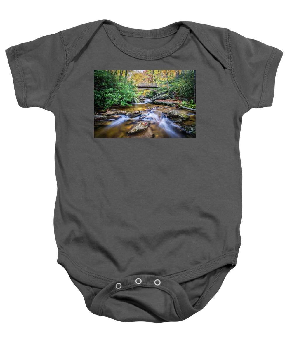 Water Baby Onesie featuring the photograph Blue Ridge Mountains NC Boone Fork Cascade by Robert Stephens