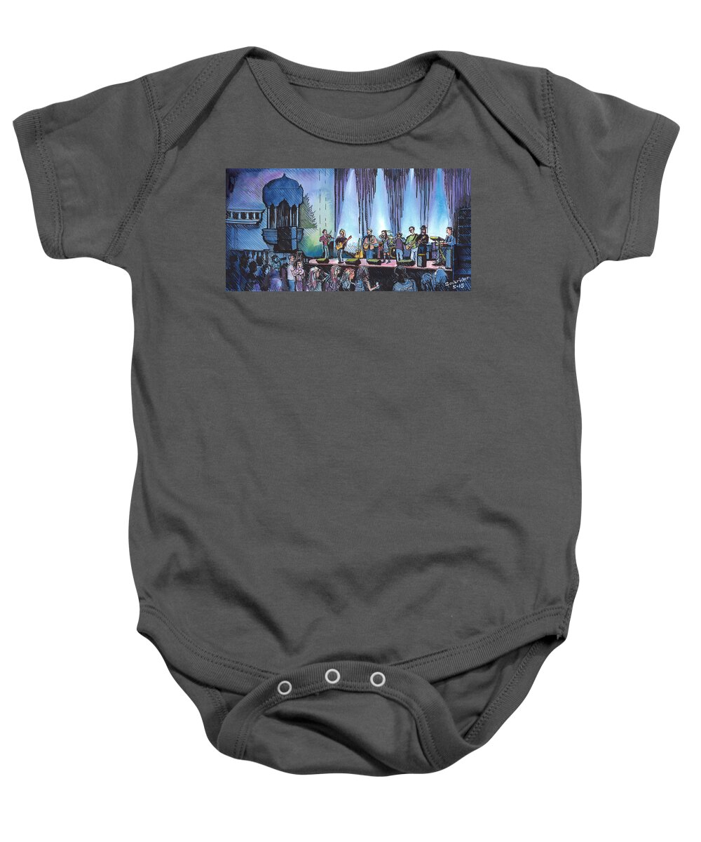 Bob Baby Onesie featuring the painting Bob Dylan Tribute Show by David Sockrider